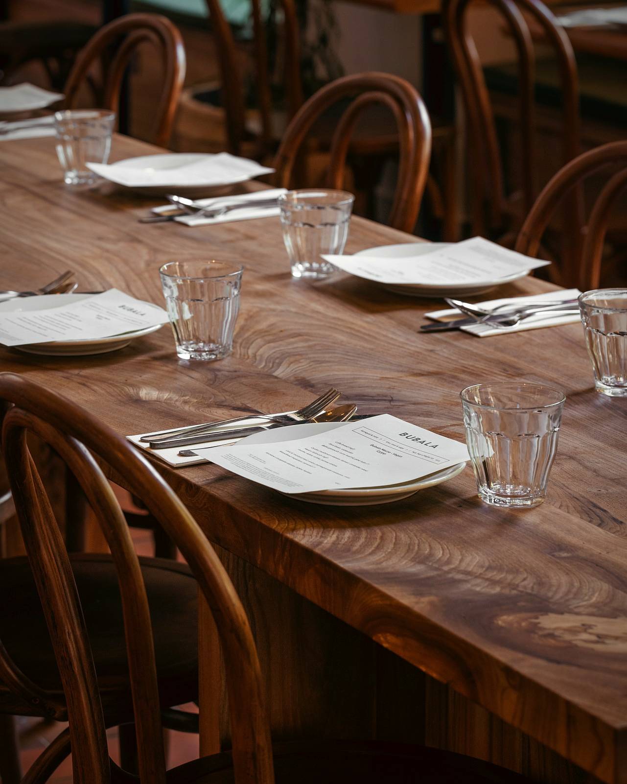 Sustainable plane & elm tables for Bubala restaurant