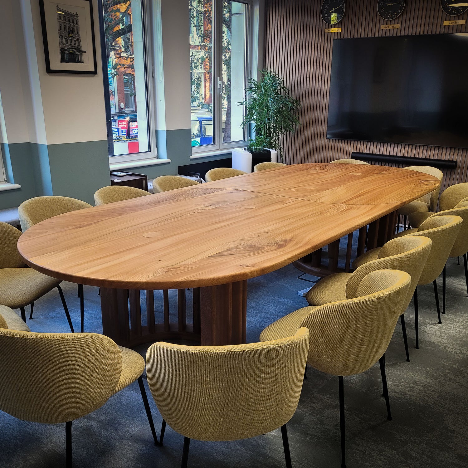 Elm boardroom table handmade for London's Theatreland