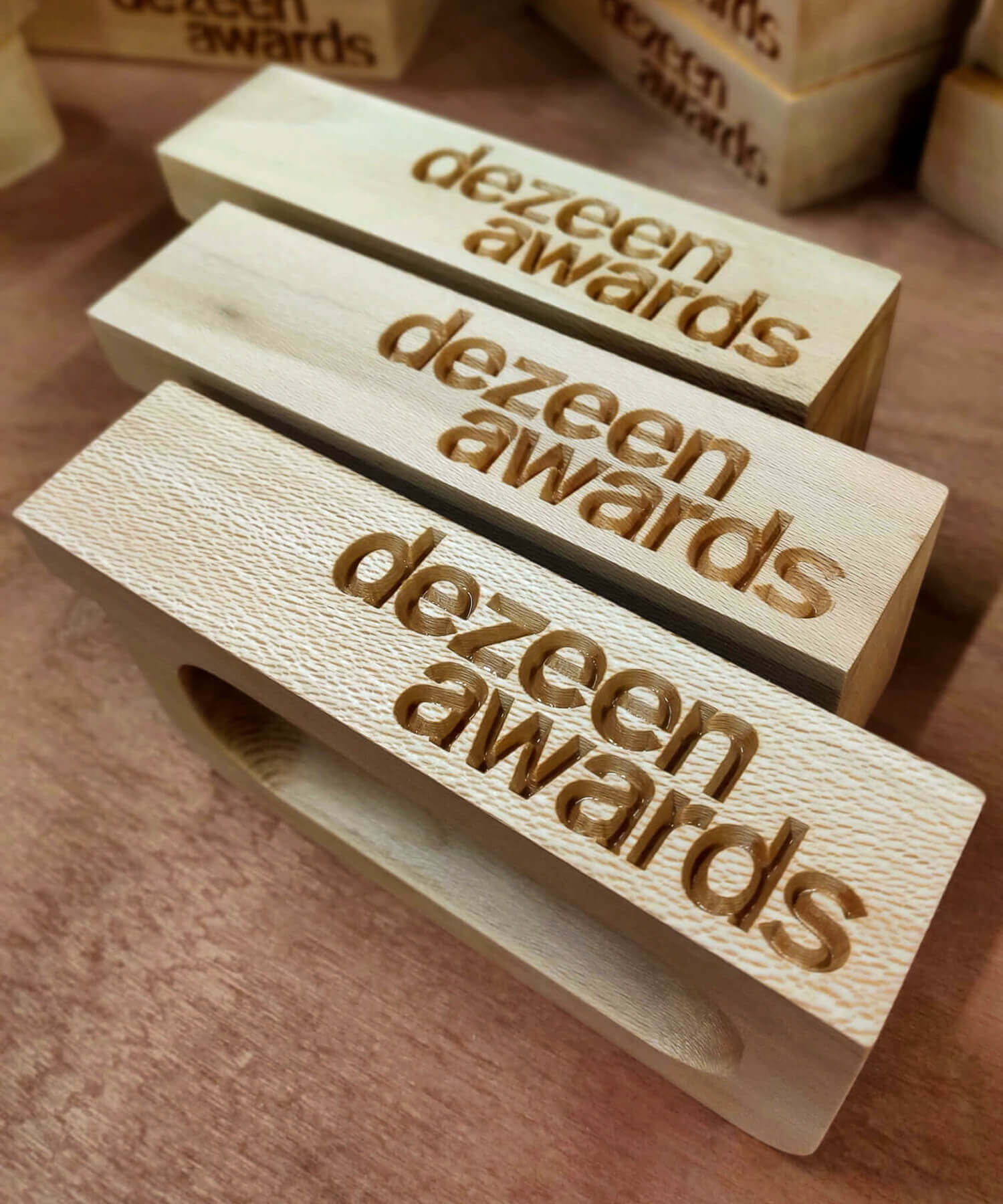 Dezeen awards crafted using repurposed London plane timber