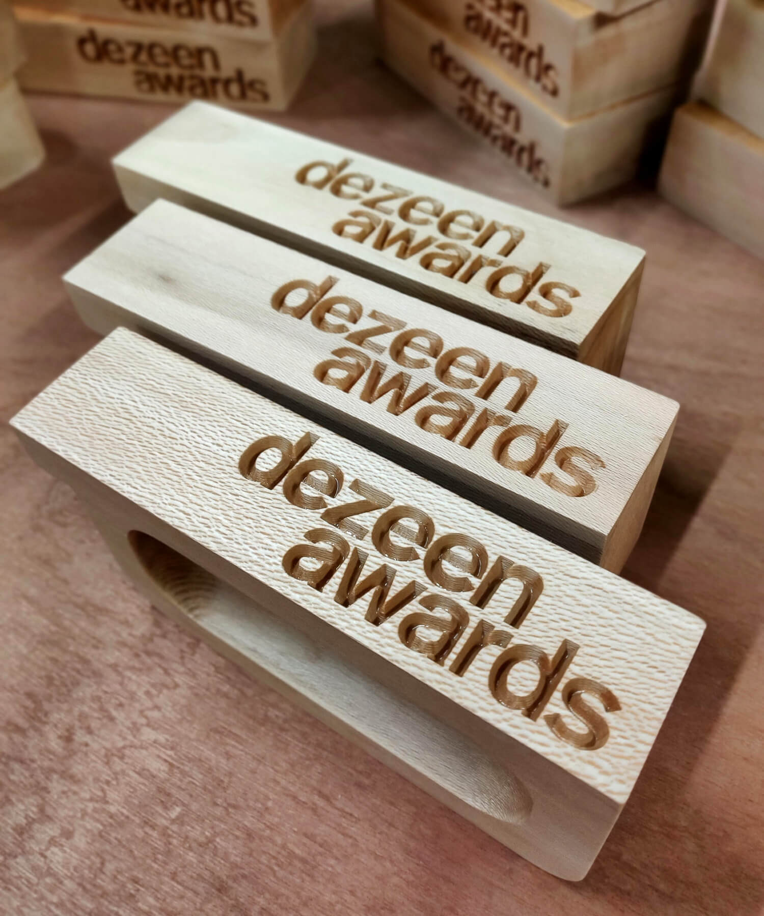 Dezeen awards trophies crafted using London plane timber