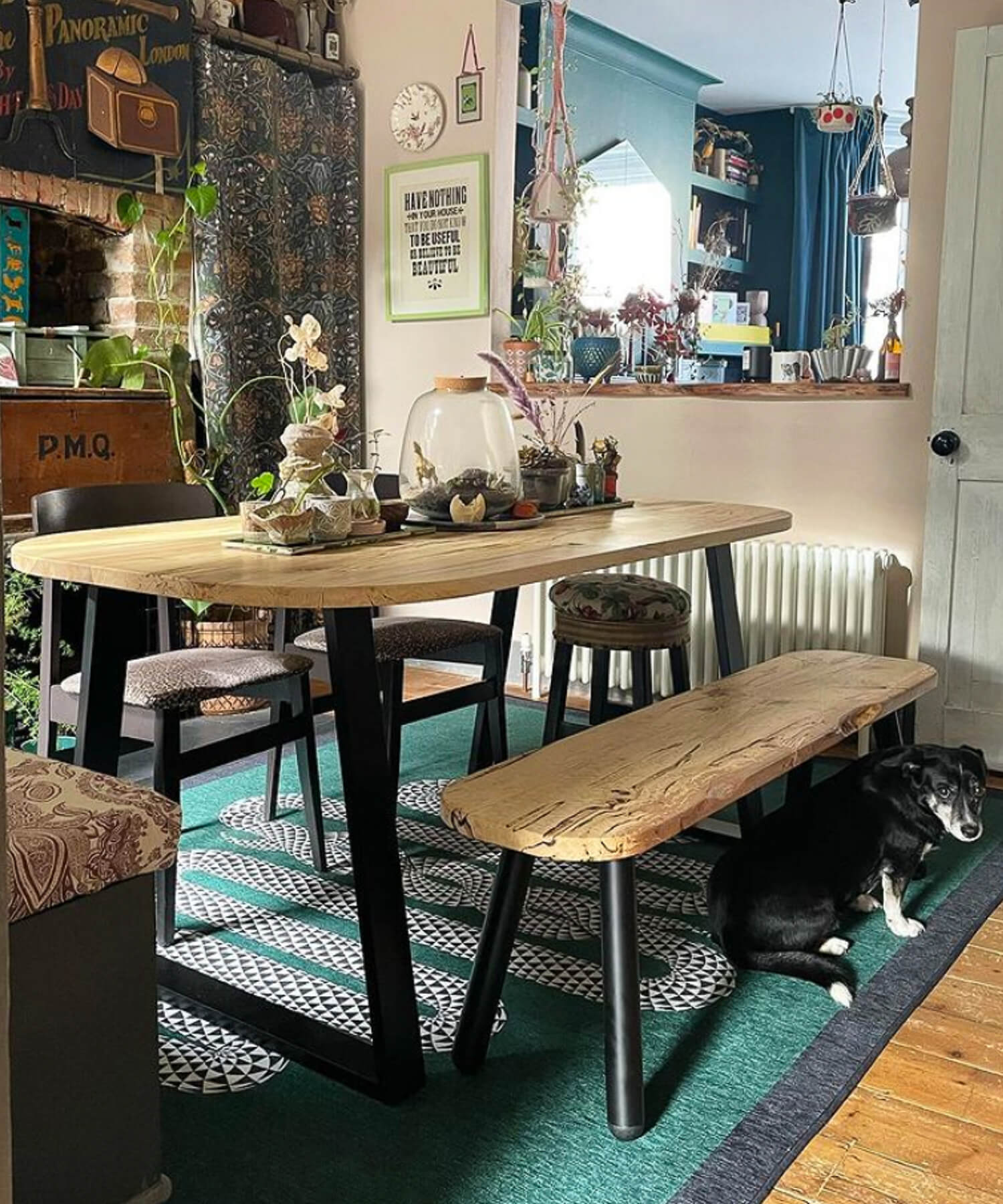 spalted hornbeam table and bench