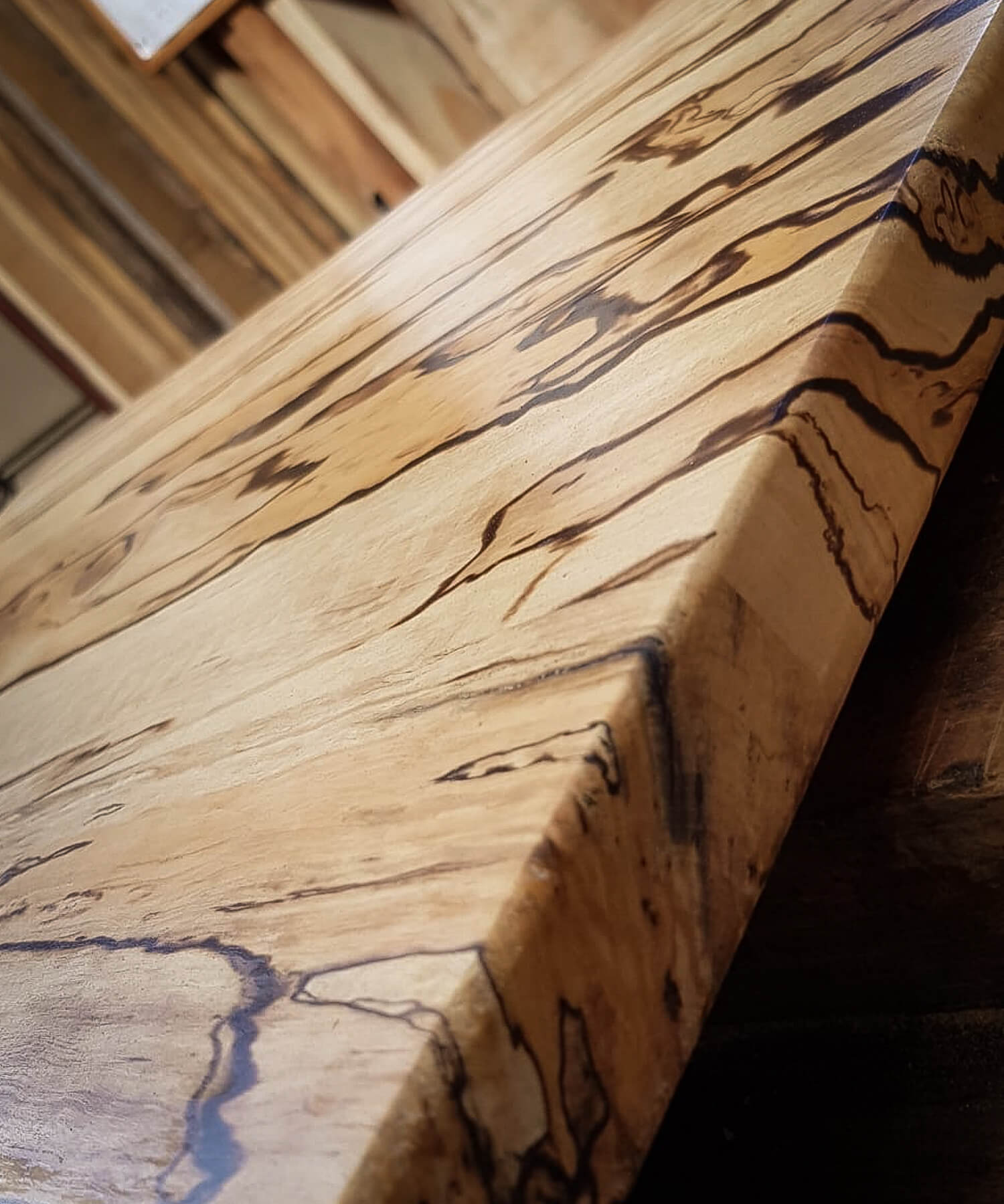Spalted hornbeam timber table top