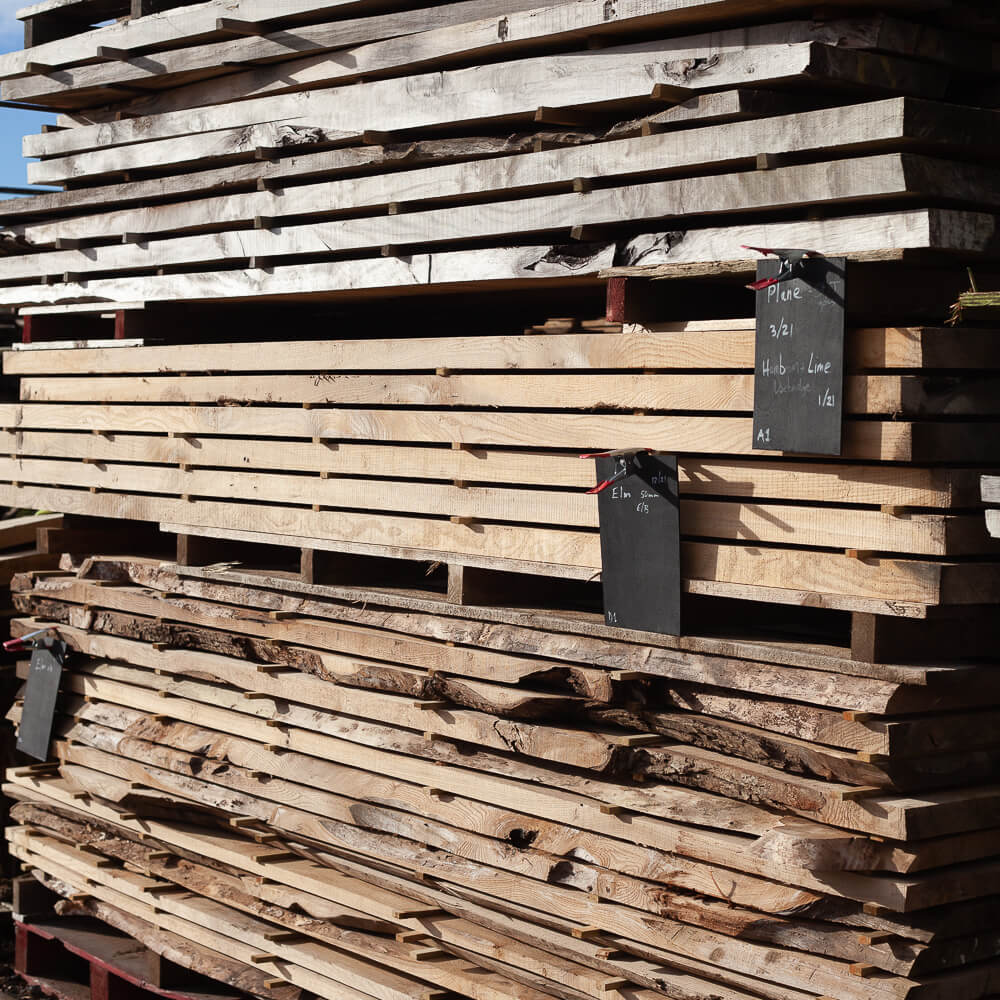 Hardwood timber stacked to air dry