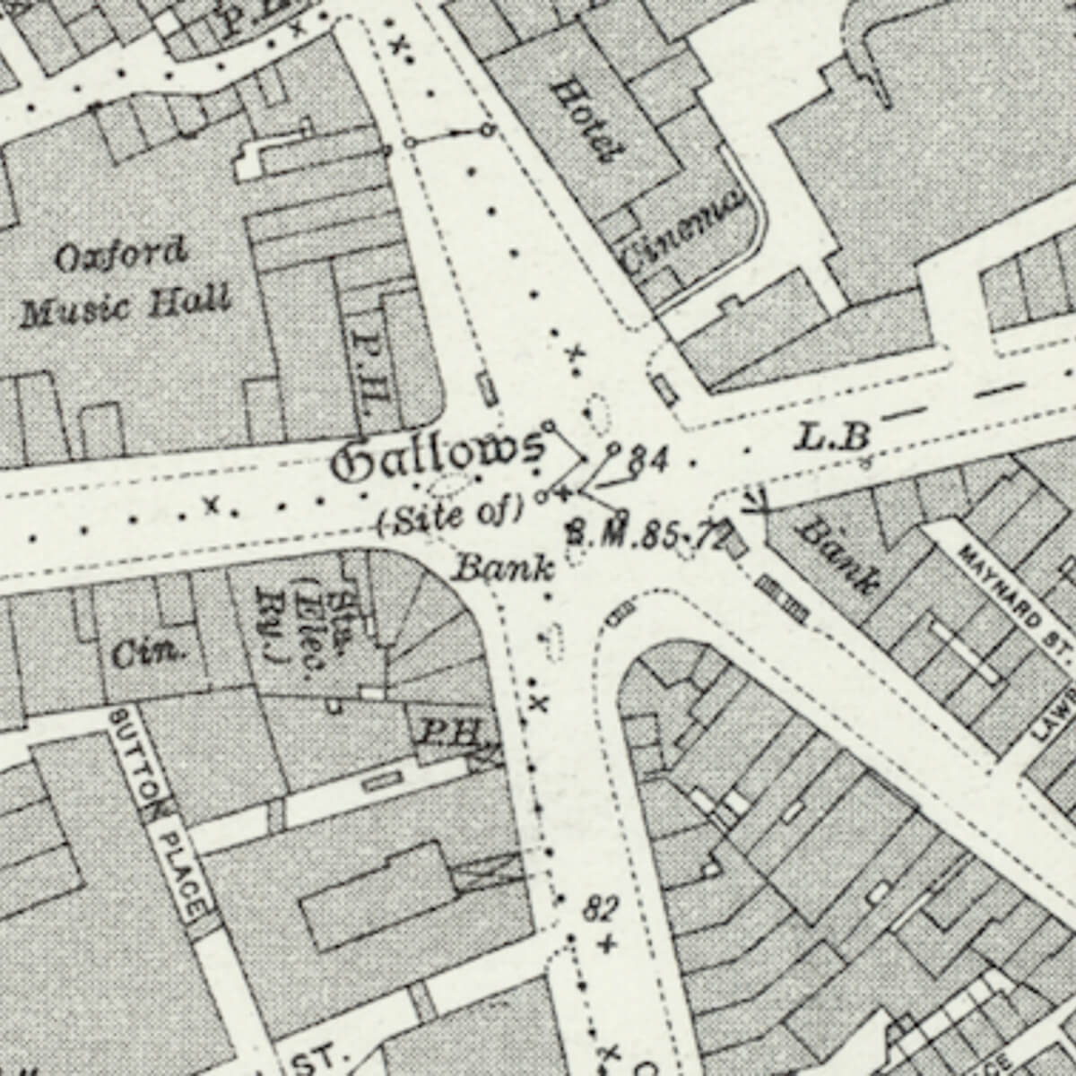 Historic London map close up